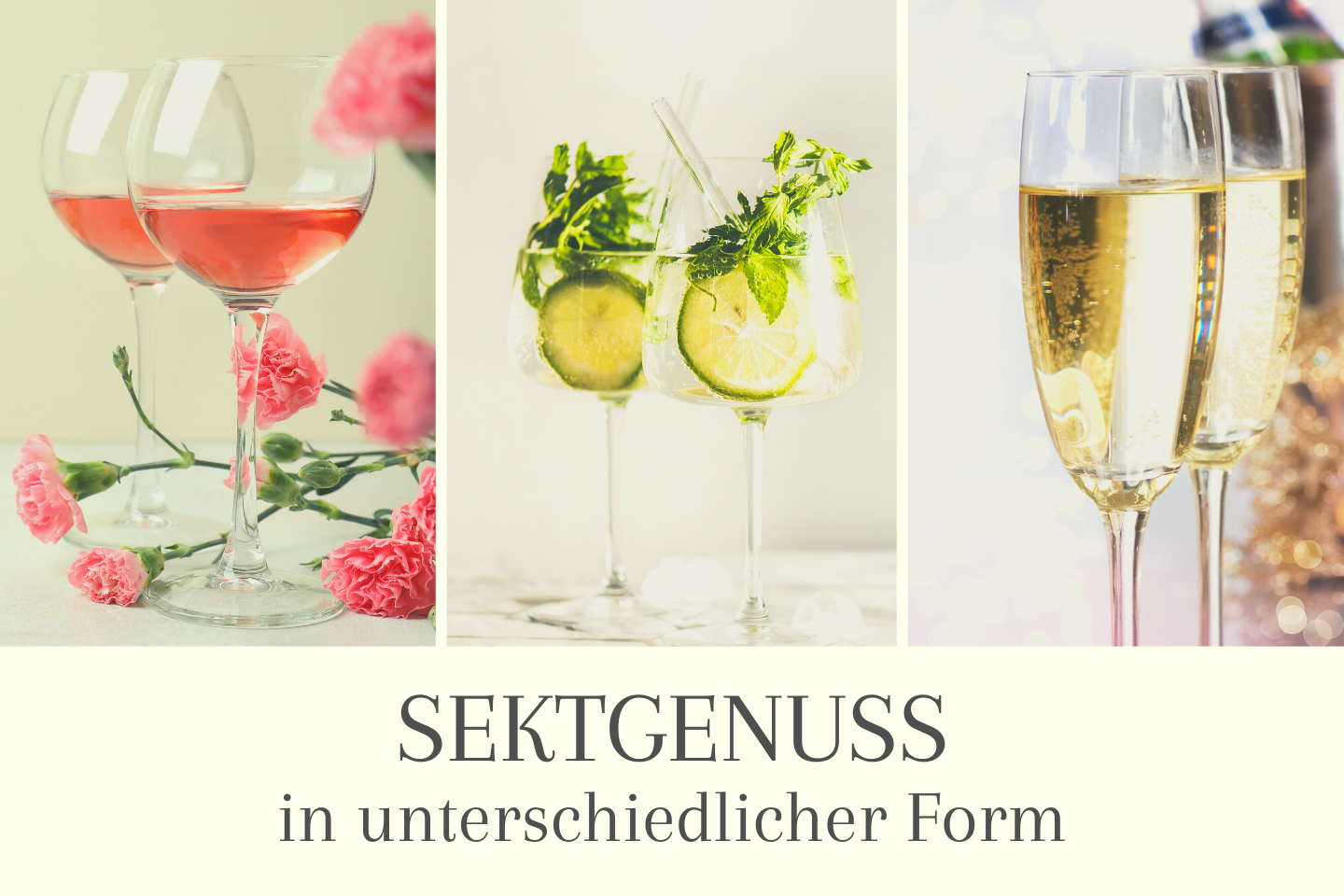 Sektgenuss in unterschiedlicher Form - klassisch im hohen Glas oder in einem Cocktail